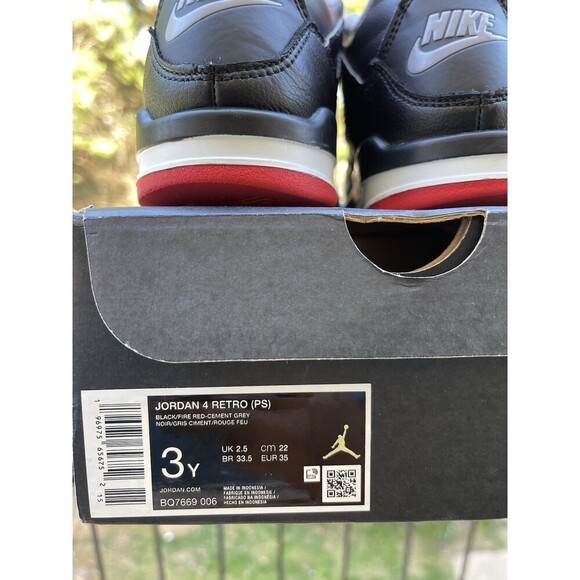 Nike Air Jordan 4 Retro “Bred Reimagined” Black/Red BQ7669-006 Youth Size 3Y - Picture 15 of 15